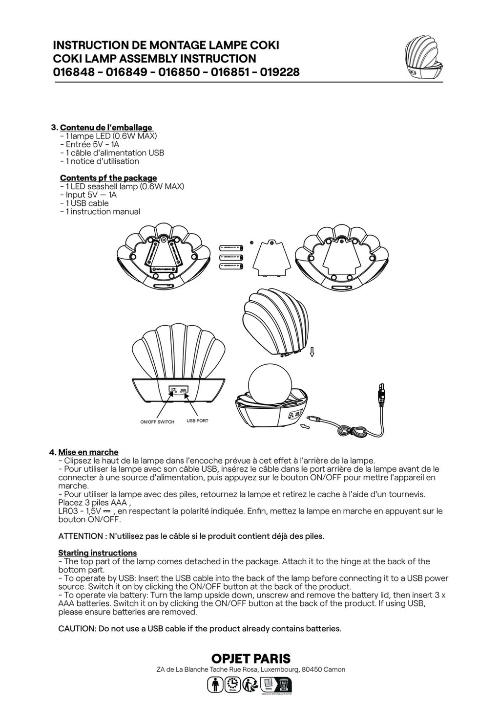 notice lampe coquillage 