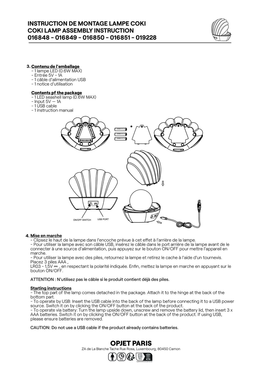 notice lampe coquillage 